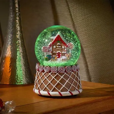 Schneekugel mit Schneemann, 15 cm, Musik, LED, Schneegestöber