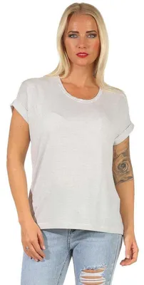 Produktbild von Damen Oberteil T-Shirt Gestreift Shirt Kurzarm Rundhals Sommer; Muster 2 S