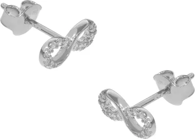 Produktbild von Paar 585er Gold Ohrstecker mit Zirkonia Ohrschmuck Infinity Model 4 Etui Ohringe 585er Weißgold
