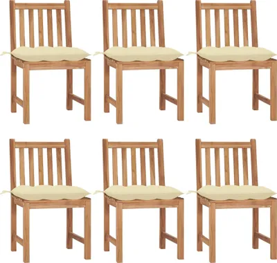 Produktbild von Gartenstühle 6 Stk. mit Kissen Massivholz Teak