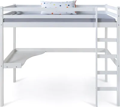Obrázek produktu pro Homestyle4u 1899, dětská postel s psacím stolem, dětská postel 90x200 cm bílá, borovicové dřevo