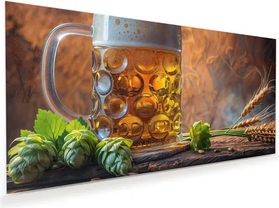 Produktbild von Glasbild 100x50cm in XXL für Wohnzimmer, Schlafzimmer Motiv Bierkrug