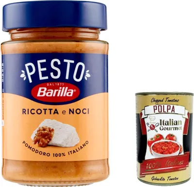 Produktbild von Pesto Ricotta e Noci 6x 190g | Glutenfreie Italienische Pasta-Sauce mit cremigem Ricotta, Walnüssen und Grana Padano, Nudel-Soße, rotes Pesto + Italian Gourmet polpa 400g