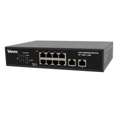 Produktbild von 8-Port PoE+ Gigabit Switch, 120W, 2 Uplink, unmanaged, Layer 2