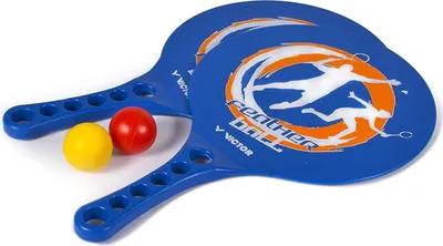 Produktbild von Beach Ball Set blau, 2 x Schläger + 2 x PolyurethanBälle, Strandspiel Ballspiel
