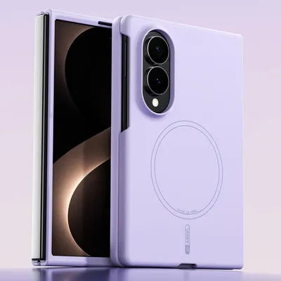 Image de Coque magnétique pour Samsung Galaxy Z Fold 8, compatible avec MagSafe, coque rigide en PC résistante aux rayures, couleur violet