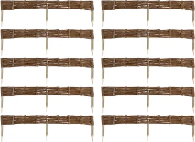 Produktbild von 10 x Beeteinfassung aus Weide 16 Größen ( Länge: 120 cm Höhe: 10 cm ) Weidenzaun Rasenkante Beetbegrenzung Steckzaun imprägniert mit Buchepflöcken für leichtes Einsetzen Palisade