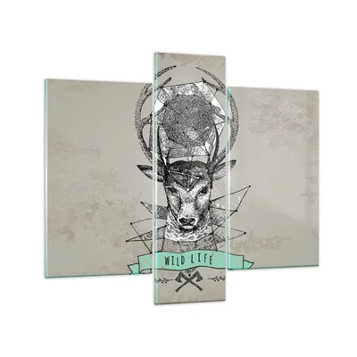 Produktbild von Bilder auf glas - Hirsch Geweih Wald - 95x80cm - Glasbilder - Wandbilder - Kunstdruck - zum Aufhängen bereit - Wanddekoration aus Glas - Glas Bilder - Wandbild auf Glas - 3 Teile - GCB95x80-3072