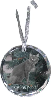 Immagine prodotto di Kuril bobtail - decorazione in cristallo con foto, foto del gatto in cristallo, decorazione natalizia personalizzata del marchio Art-Dog