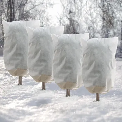 Image de 4 pièces de protection hivernale pour plantes 80 x 120 cm - Tissu réutilisable