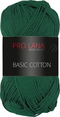 A ball of green yarn with a black label.