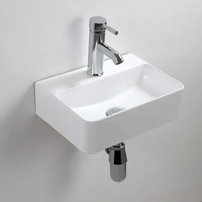 Productafbeelding van Wastafel gootsteen - Keramiek - Wit - 365 x 250 x 105 mm - Wandmontage