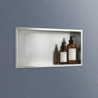 Produktbild von doporro Duschnische Wandnische Bad Silber 30cm x 60cm x 8,3cm, Duschablage befliesbar aus Edelstahl, Duschregal Unterputz-Montage