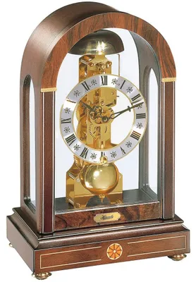Tischuhr Holz Walnuss 30x19x13,5 cm mechanisch Skelettstil