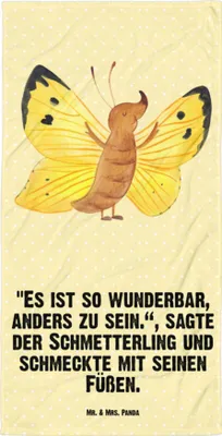 Produktbild von Mr. & Mrs. Panda Strandtuch Schmetterling Zitronenfalter - Gelb Pastell - Geschenk, Zauberhaft, Badelaken, Fakt, Strandlaken, Schmetterlinge, Anders, Handtuch, Fakten