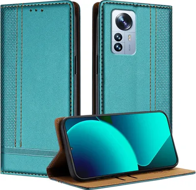 Immagine prodotto di Custodia per Xiaomi 12 Pro in pelle con funzione stand verde