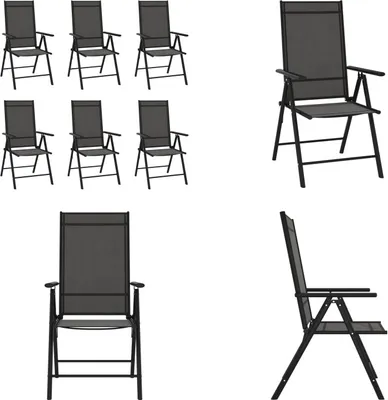 Image de vidaXL Chaises de jardin pliantes 6 pcs. Textilene Noir - Chaise de jardin - Chaise pliante - Chaise pliante