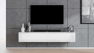 Productafbeelding van Witte TV-meubel Loriano, 2x100 cm, witte kast met mat/glanzende afwerking