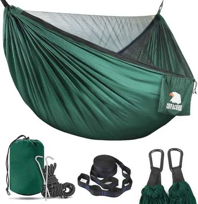 Produktbild von Famanu Outdoor-Hängematte mit Moskitonetz - Ultraleicht, atmungsaktiv, schnelltrocknend, 350 kg Tragkraft