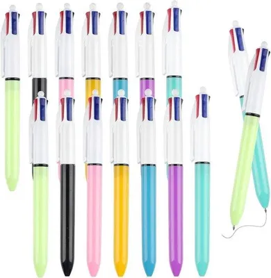 Produktbild von Vierfarbiger Stifte-Set - Mehrfarbige Kugelschreiber mit Druckmechanismus - Schrein - Vierfarbig - Stifte-Set in vier Farben - Geeignet für Schule, Büro, Agenda, Schulbuch