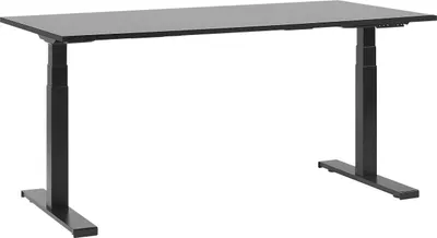 Zdjęcie produktu dla BELIANI Regulowane biurko czarny drewniany blat stalowa rama elektryczna zmiana wysokości 160 x 72 cm nowoczesny design