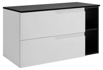 Immagine prodotto di Set di mobili da bagno, bianco/nero, 80 (60 + 20) x 46 x 58 cm