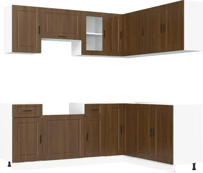 Produktbild von 11tlg. Küchenschrank-Set Porto Braun Eichen-Optik Holzwerkstoff