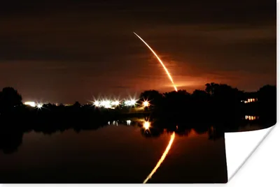 Produktbild von MuchoWow® Poster Langzeitbelichtung des Space-Shuttle-Starts 120x80 cm - Bilder