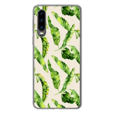 Produktbild von MuchoWow® Handyhülle Schutzhülle Hülle für Huawei P30 Blatt - Tropisch - Muster Silikon Softcase Handy Hülle - Kartenbesitzer