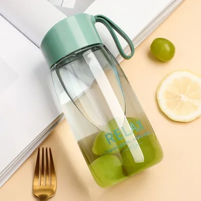 Produktbild von 380 ml Kunststoff Wasserflaschen Transparent Flasche Outdoor Sport Wasser Tasse Wasser Becher Student Tragbare Becher, grün