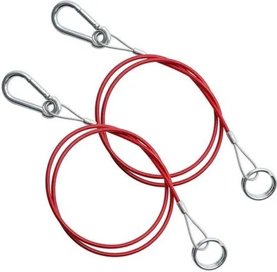 Productafbeelding van Scheurkabel voor aanhangers, 2 stuks, 1 m x 4 mm, aanhanger, remkabel, voertuigveiligheidstouw, vangkabel voor ongeremde aanhangers met haken, trekkracht 300 kg, voor aanhangers en caravans