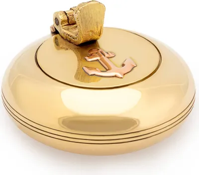 Produktbild von 5cm Klappaschenbecher rund glatt Messing massiv gold Anker Aschenbercher maritim