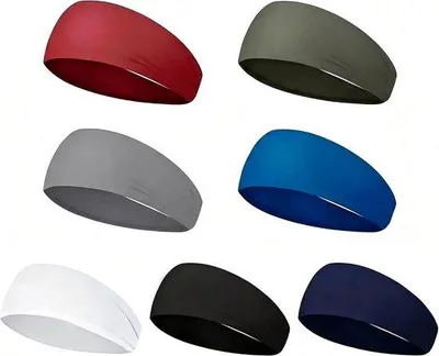 Produktbild von Herren Stirnband 7 Stück - weiches elastisches Sport-Sweatband - rutschfest und feuchtigkeitsabsorbierend - perfekt zum Laufen