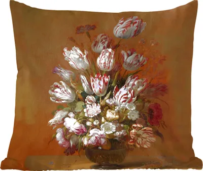 Produktbild von MuchoWow® Zierkissen Sofakissen Wohnzimmer Dekokissen 40x40 cm Kunst - Blumen - Stillleben - Alte Meister - Vintage - Foto Kissen - Schlafzimmer Dekoration