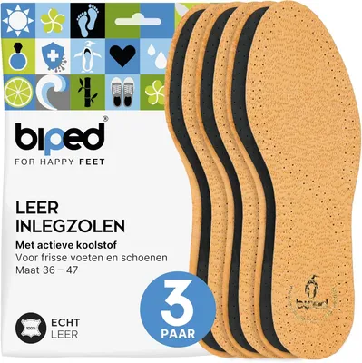 Produktbild von Inlegsohlen aus Leder mit Aktivkohle, 3 Paar, Größe 42-43, gegen Schweißfüße