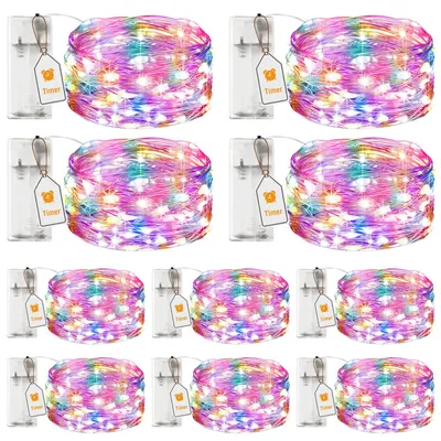 LED-Lichterkette 10er Set, 2 m, 20 LEDs, Timer, batteriebetrieben