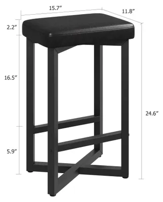 Immagine prodotto di Set di 4 sgabelli da bar - Sgabelli girevoli per bancone - Altezza seduta 62,5 cm - Seduta imbottita in ecopelle - Struttura in metallo con poggiapiedi - Con schienale - Colore nero