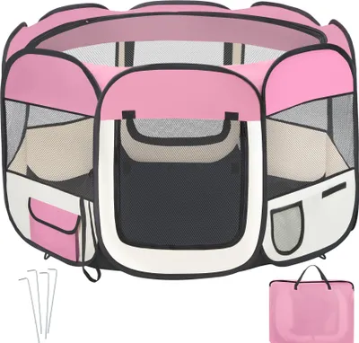 Produktbild von Tierlaufstall aus Polyester inkl. Tragetasche - rosa