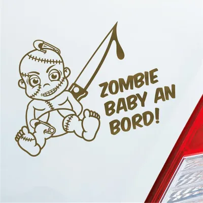 Produktbild von Auto Aufkleber Zombie Baby an Bord on Tour witzig 30x20 cm Gold Sticker Heckscheibenaufkleber