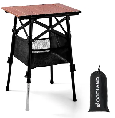 Zdjęcie produktu dla Stolik kempingowy - Regulowana wysokość 40 do 58 cm - 40 x 30 cm - Aluminium - Z torbą transportową