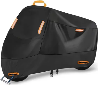 Produktbild von Motorrad Abdeckplane Outdoor Roller Plane Wasserdicht Motorradabdeckung 210D Oxford Motorroller Garage mit 4 Reflektionsstreifen und 2 Schlossloch, 2 Fixierschnallen und 1 Tasche (XL: 220x95x110 cm)