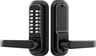 Produktbild von SucceBuy Mechanisches Codeschloss mit einseitigem Tastenschloss (4- bis 7-stelliger Code), schlüsselloses Türschloss mit Griff und automatischer Verriegelung, geeignet für Haustüren und Garagen, in Ölgebronzefarbe