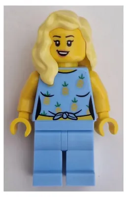 Produktbild von LEGO Minifigur Car Driver - Female, Bright Light Blue Knotted Top (cty1660)