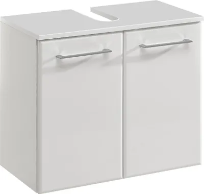 Produktbild von Waschbeckenunterschrank "Quickset 376" in Weiß Hochglanz mit 2 Türen. Abmessungen (BxHxT) 60x53x33 cm
