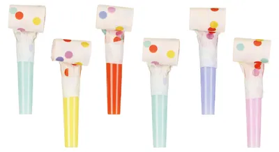 Image de 6 cornes de fête, confettis, sifflets, carnaval, fête d'enfants