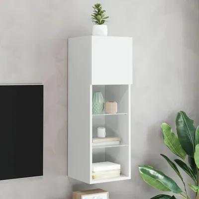 Produktbild von TV-Schrank Fernsehschrank mit LED-Leuchten Weiß 30,5x30x90 cm 837001