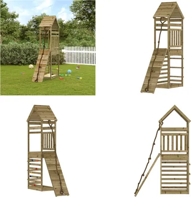 Produktbild von vidaXL Spielturm mit Kletterwand Imprägniertes Kiefernholz - Spielturm - Spieltürme - Spielhaus - Spielturm Mit Kletterwand