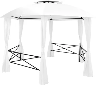 Produktbild von vidaXL Gartenzelt mit Vorhängen 360x312x265 cm Weiß 180 g/m²