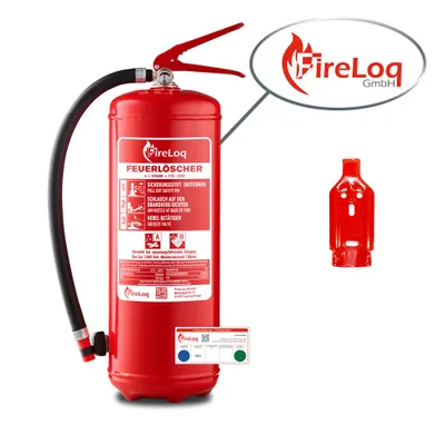 Produktbild von FireLoq 6L Schaum Feuerlöscher für Brandklasse AB mit 27A | 183B ergibt 9LE Dauerdruck inkl. Prüfnachweis,Wandhalter und Manometer