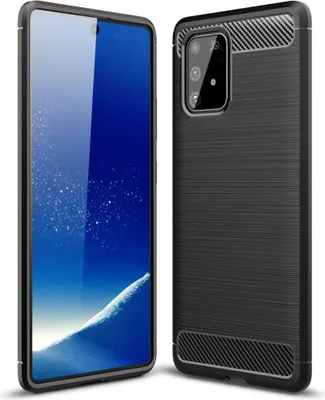 Produktbild von Schutzhülle Handyhülle für Samsung Galaxy A91 Case Cover Carbon Optik Grau
